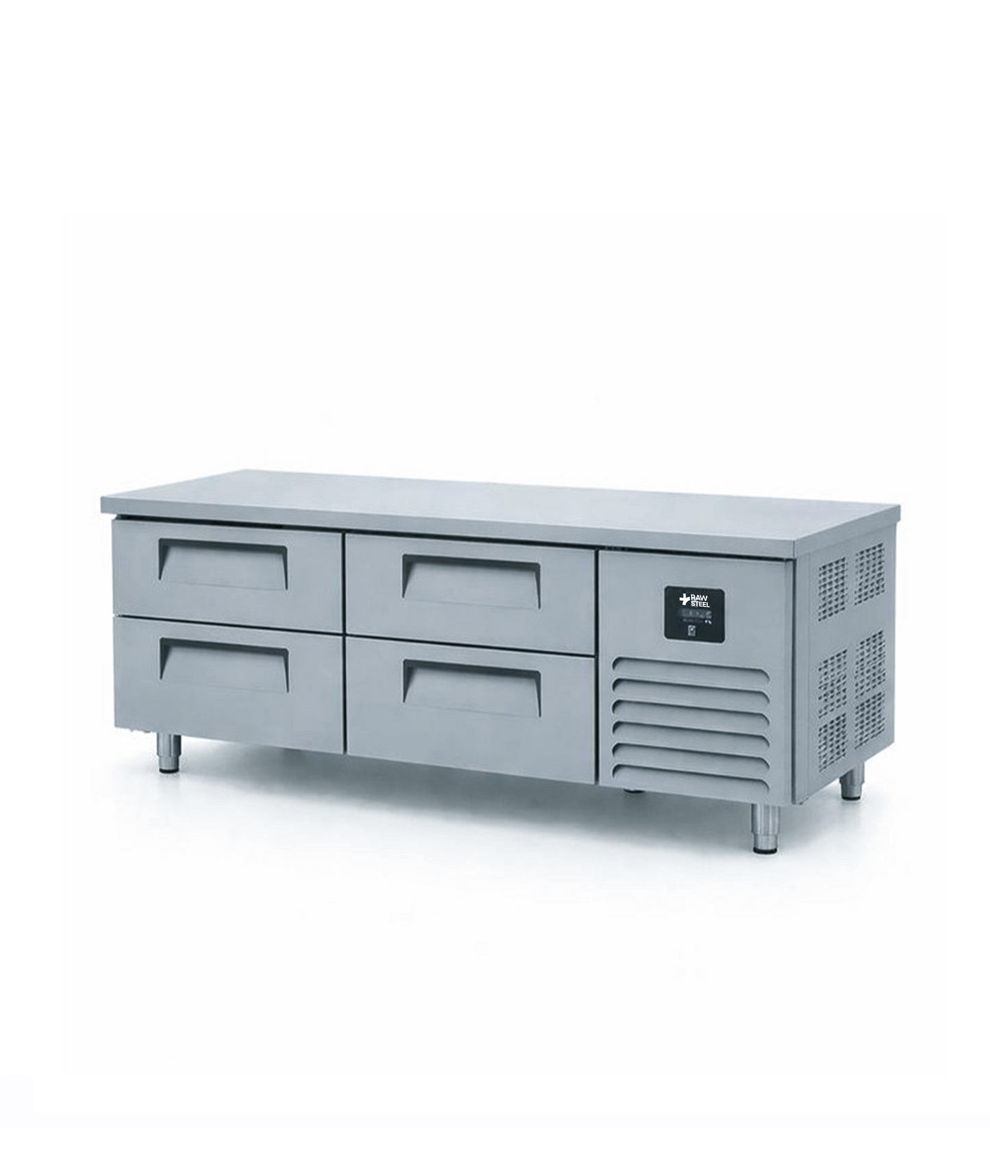 Raw Steel Lowboy 2 Doors Refrigerator - With 4 Drawers