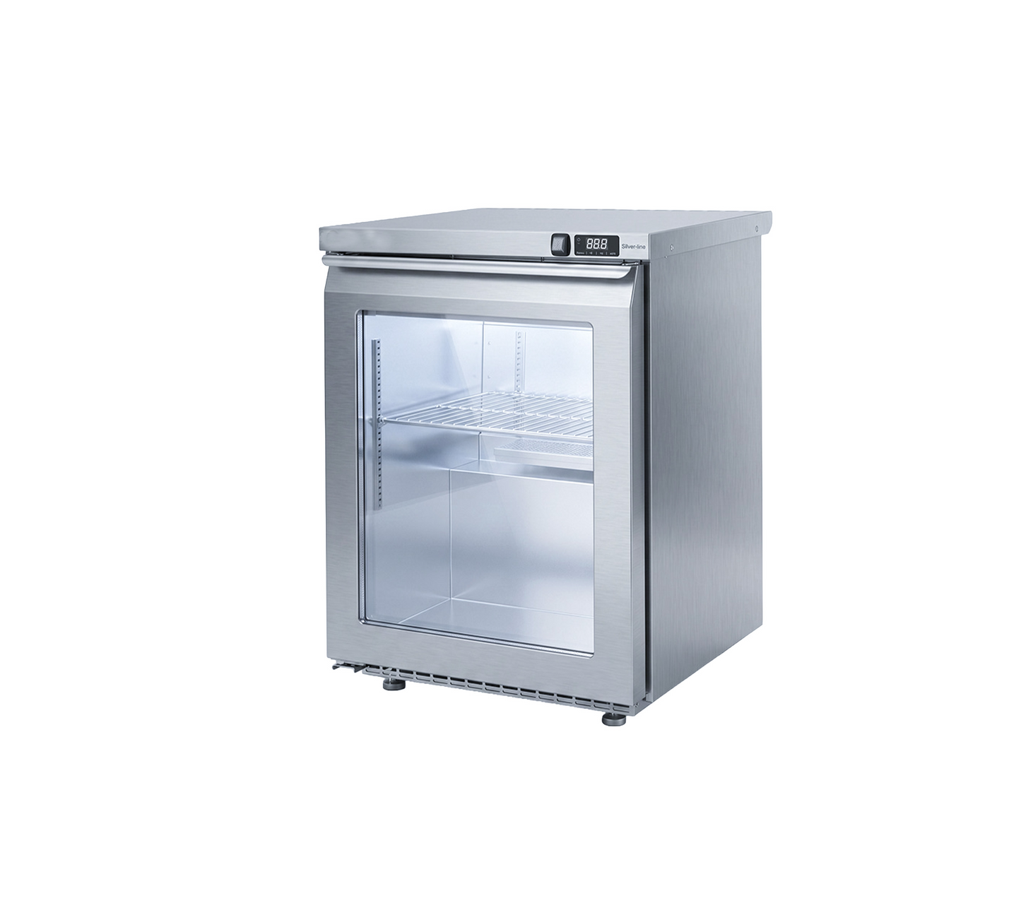 Raw Steel Undercounter 1 Door Refrigerator Glass Door - Back Motor