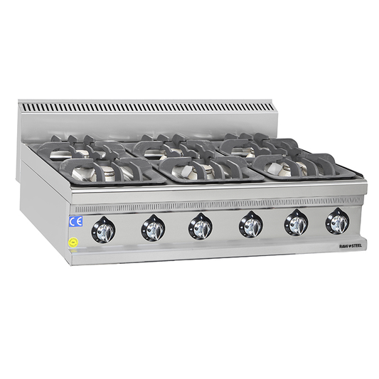 Raw Steel 6 Burner Gas Overcounter (120x70x25)