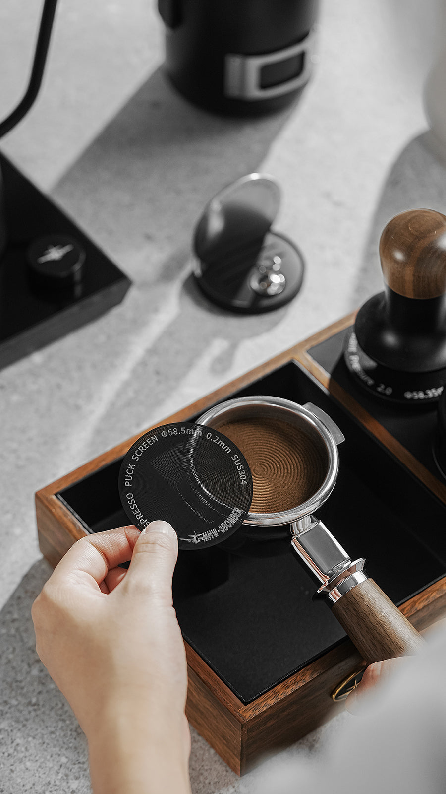 MHW-3BOMBER Espresso Puck Screen Stand 51-58 mm