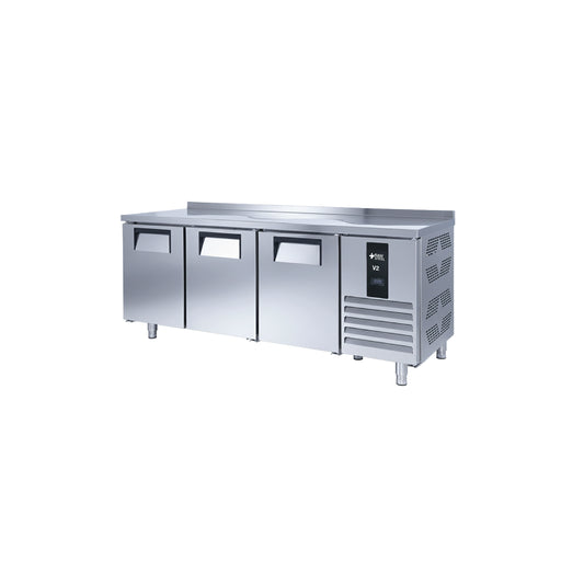 Raw Steel Counter Chiller 3 Doors 150 Cm - Side Motor