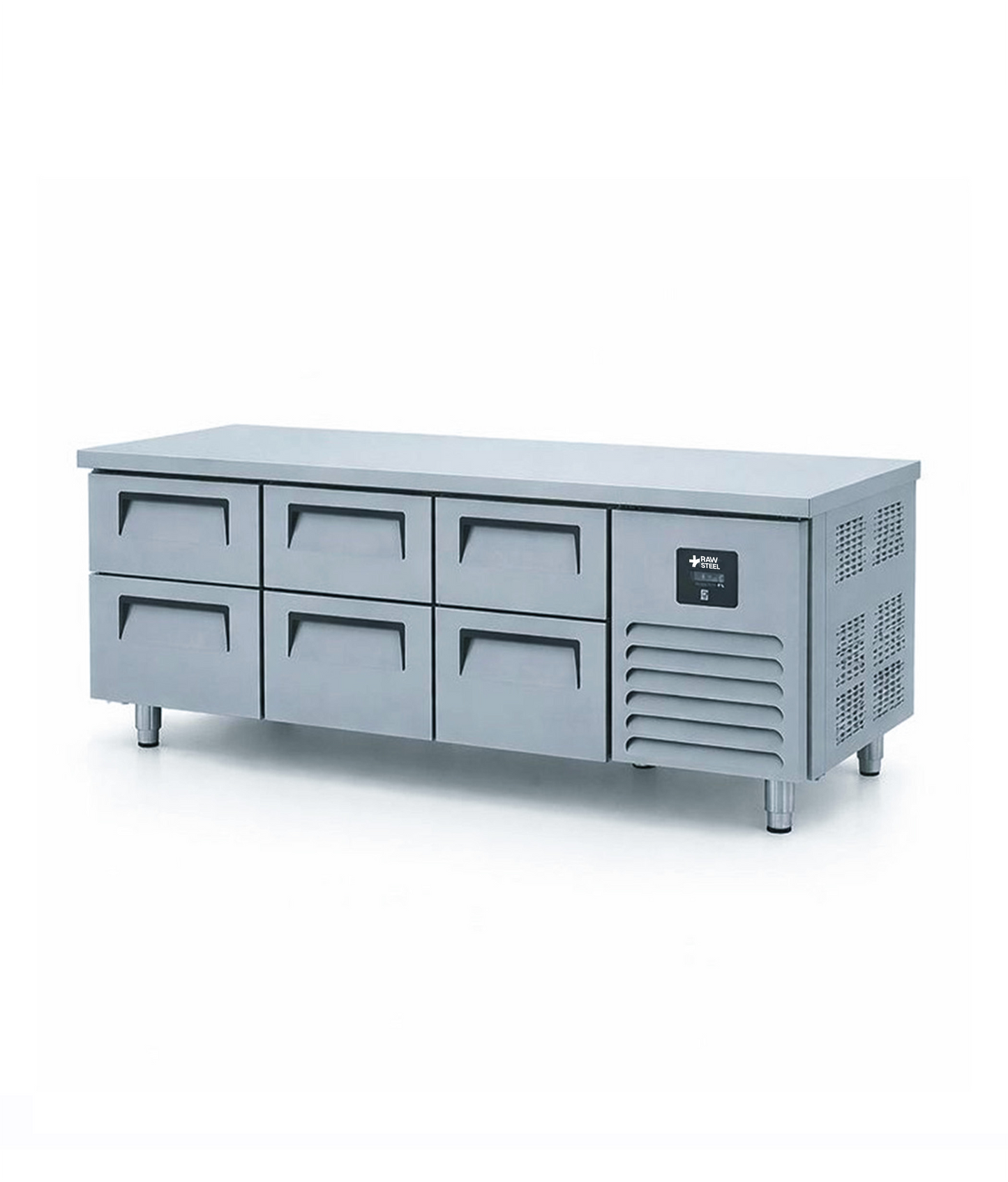 Raw Steel Lowboy 3 Doors Refrigerator - With 6 Drawers