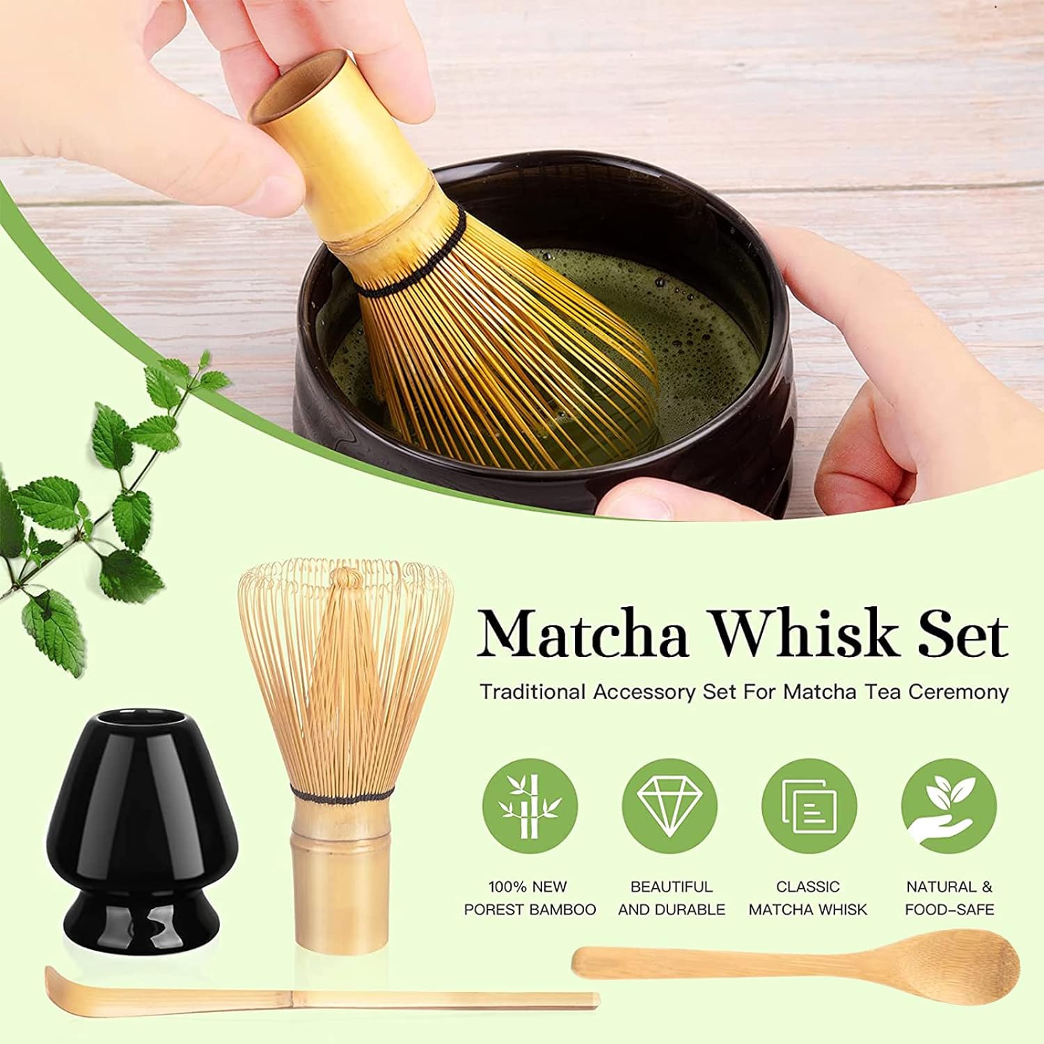 Bamboo Matcha Whisk Set - Black