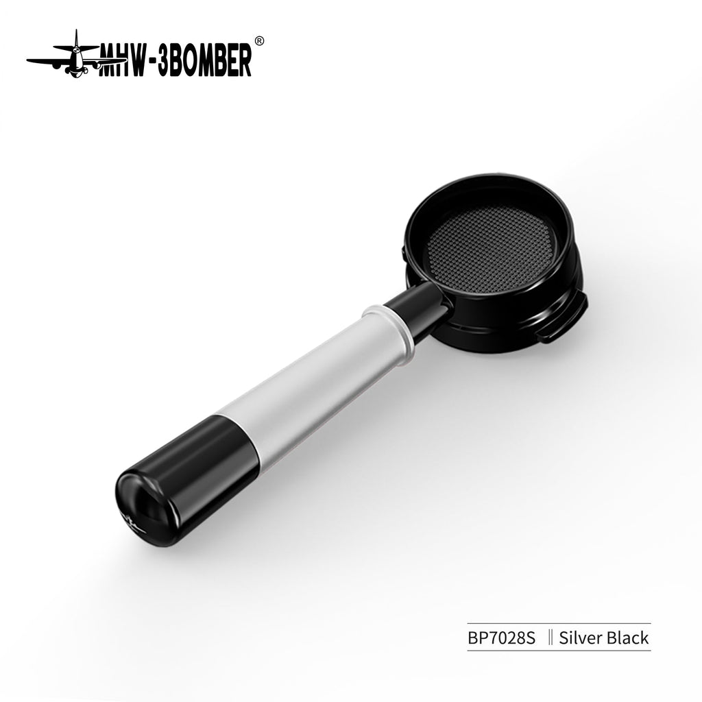 MHW FlowLight Collection Bottomless Portafilter Black and Silver 58mm