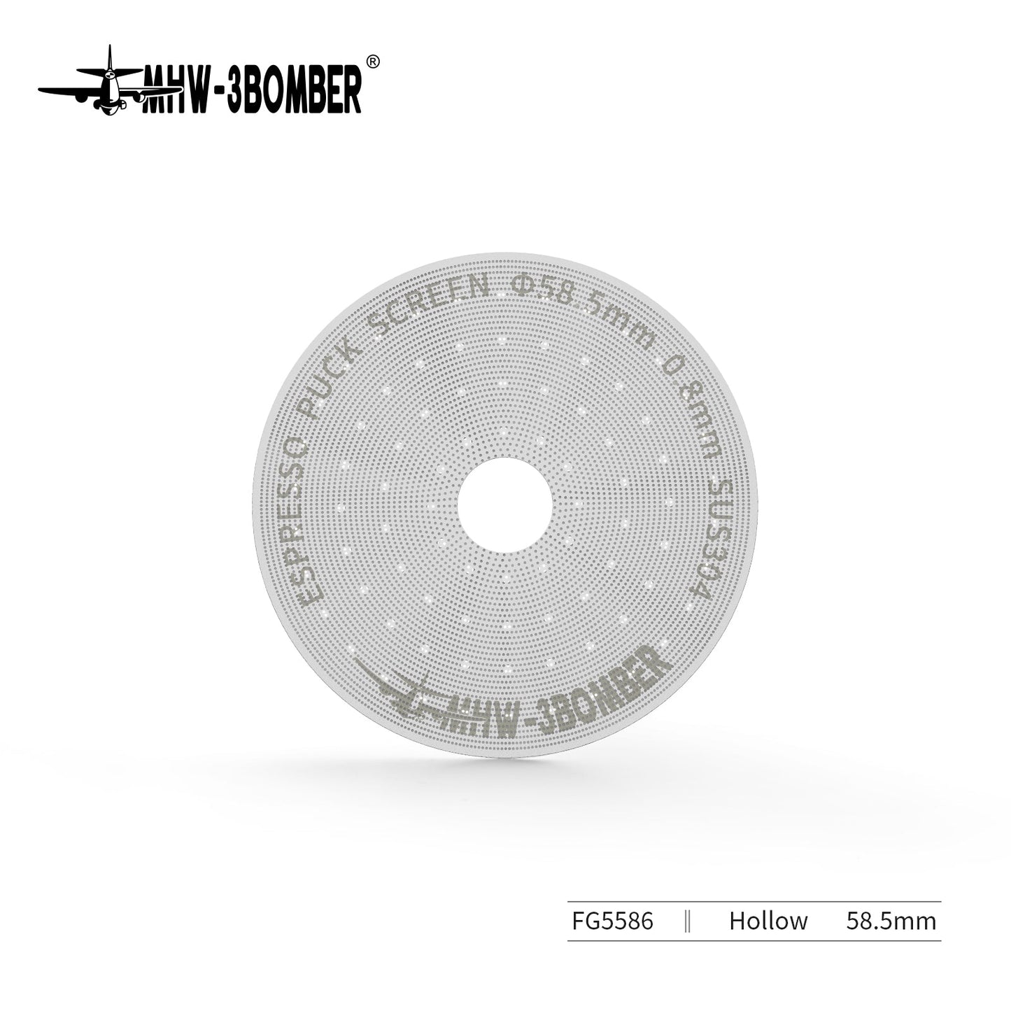 MHW-3BOMBER Espresso Puck Screen With Round Hole - Silver