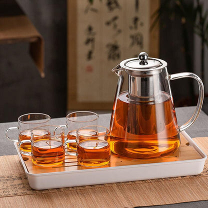 Glass Teapot + 4 Glass Cups set