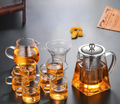 Glass Teapot + 4 Glass Cups set