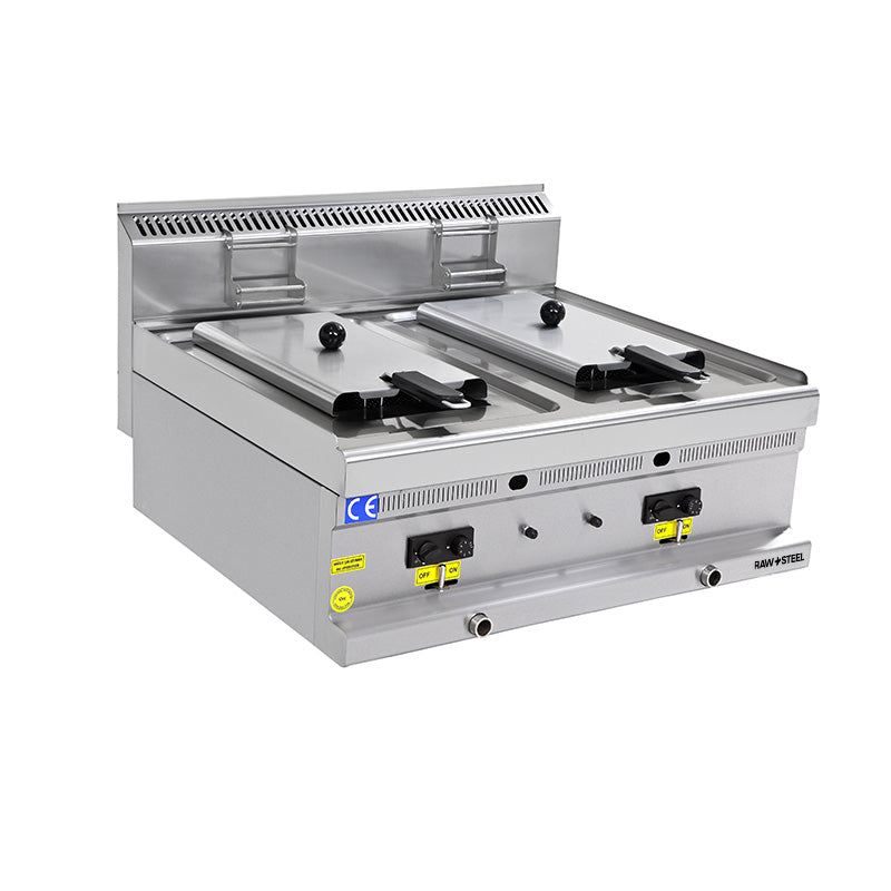 Raw Steel Fryer x2 Bowl Electric OverCounter (70x70x30)